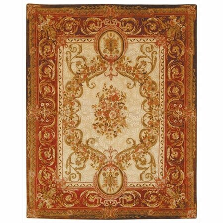 SAFAVIEH 8 ft. - 3 in. x 11 ft. Large Rectangle- Traditional Empire Light Gold And Red Hand Tufted Rug EM415A-9